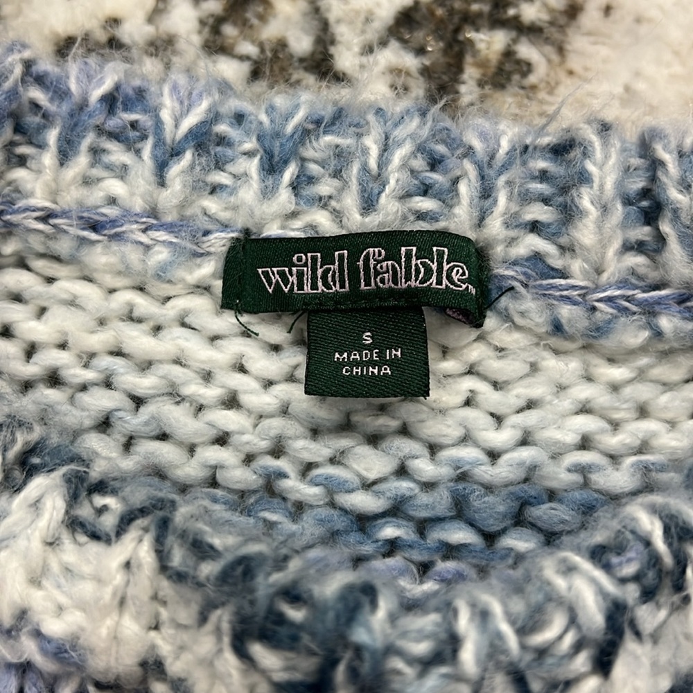 Sweater Cable Knit Blue Wild Fable Crop Winter Fuzzy Cozy Warm Vintage Chunky - Picture 7 of 11
